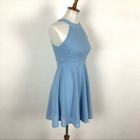Altar’d State Blue Fit And Flare Sleeveless Textured Mini Dress Boho Chic Small - Picture 3 of 9